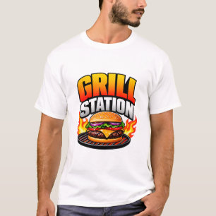 🔥 Grill Station Restaurant Kitchen Staff Team 🍔 T-Shirt