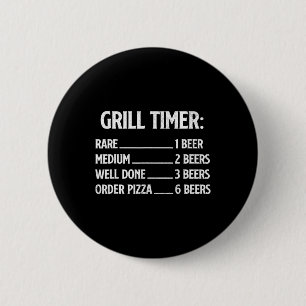 Grill Timer - Bbq Lover Pitmaster Barbecue Grill S 6 Cm Round Badge
