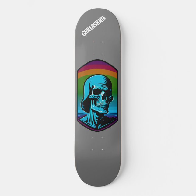 GrillaSkate Kustom Design 002A Skull Skateboard (Front)