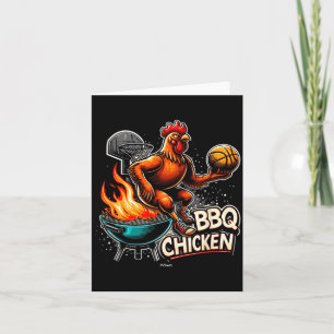 Grilled Bbq Chicken Playing Flaming Basball Card