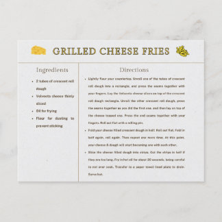 Grilled Cheese Fries Recipe Card Thanksgiving Food