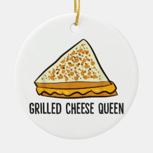 Grilled Cheese Queen Funny Grilled Cheese  Ceramic Tree Decoration