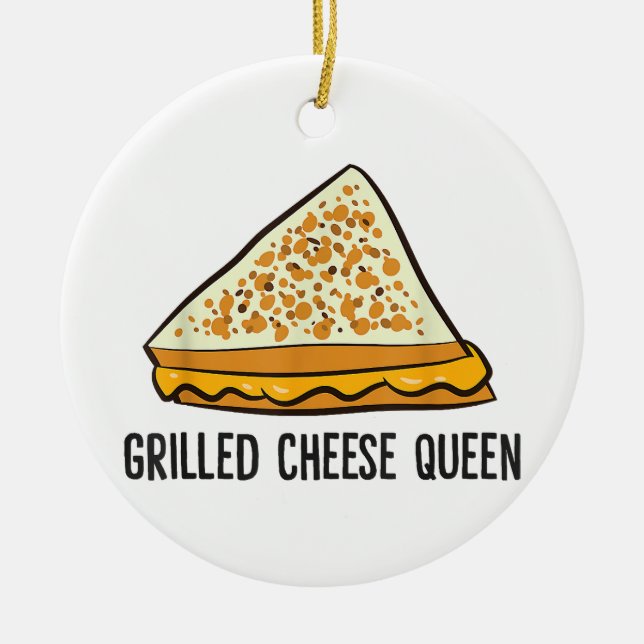 Grilled Cheese Queen Funny Grilled Cheese  Ceramic Tree Decoration (Front)