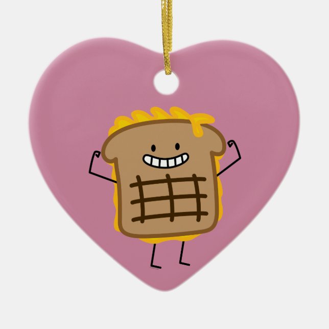 Grilled Cheese Sandwich Cheddar Toasted Bread Ceramic Tree Decoration (Front)