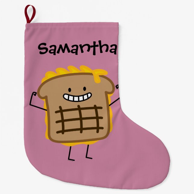 Grilled Cheese Sandwich Cheddar Toasted Bread Large Christmas Stocking (Front)