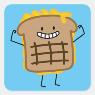 Grilled Cheese Sandwich Cheddar Toasted Bread Square Sticker