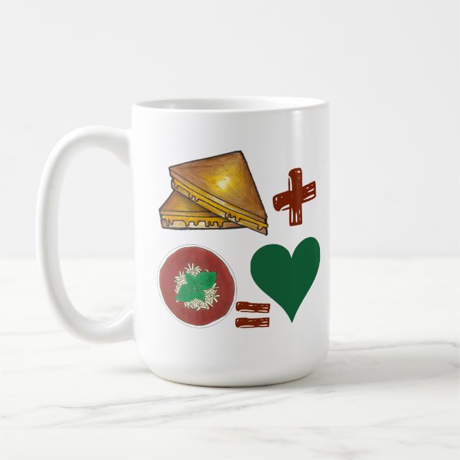 Grilled Cheese Sandwich + Tomato Soup = Love Heart Coffee Mug (Left)