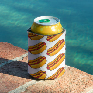 Grilled Hot Dog Pattern Can Cooler