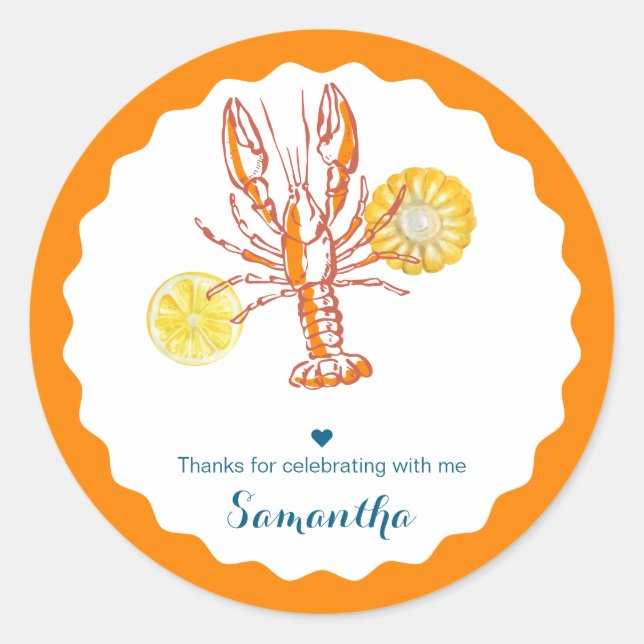 Grilled Lobster Tails BBQ Seafood Summer Birthday Classic Round Sticker (Front)