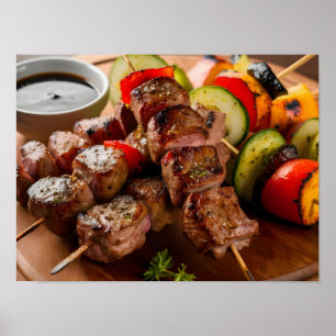 Grilled Meat Skewers and Shish Kebab Poster