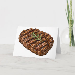Grilled Ribeye Steak BBQ Meat Illustration Card