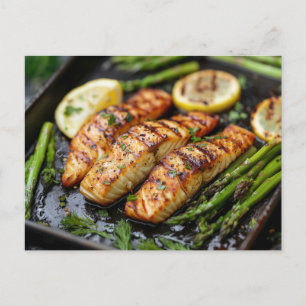 Grilled Salmon with Asparagus and Lemon Holiday Postcard