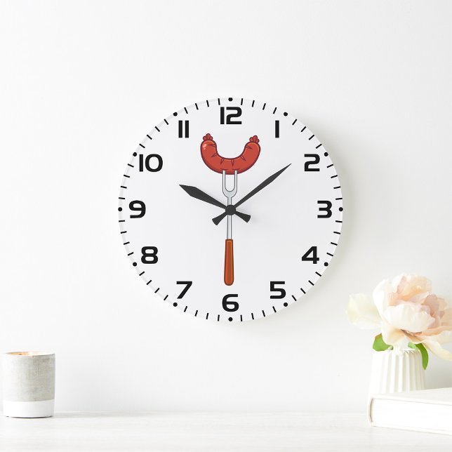 Grilled Sausage on BBQ Fork Large Clock (Creator Uploaded)
