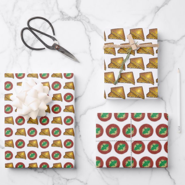 Grilled Toasted Cheese Sandwich and Tomato Soup Wrapping Paper Sheet (Front)