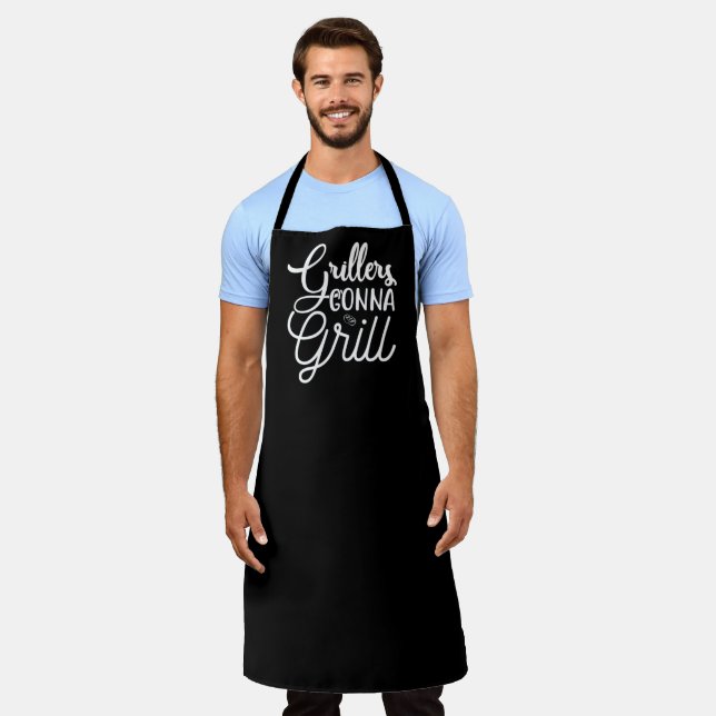 Grillers Gonna Grill BBQ Large Black Apron (Worn)