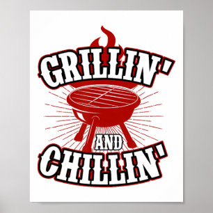 Grillin And Chillin - 4th Of July Hamburger Grilli Poster