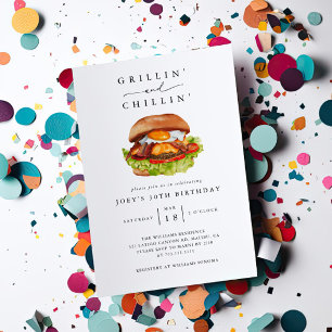 Grillin' and Chillin' Burger Birthday Party Invitation
