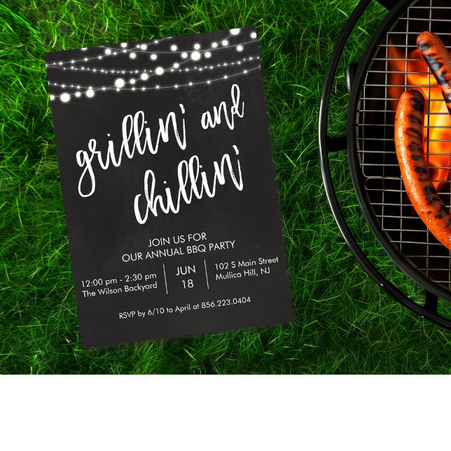 Grillin and Chillin Chalkboard BBQ Invitation (Creator Uploaded)