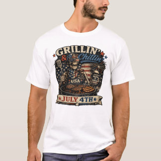 Grillin and Chillin Fourth of July BBQ  T-Shirt
