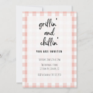 Grillin' and Chillin' Gingham BBQ Invitation