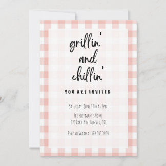 Grillin' and Chillin' Gingham BBQ Invitation