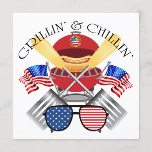 Grillin' and Chillin' Patriotic Cookout Invitation