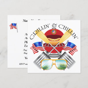 Grillin' and Chillin' Patriotic Cookout Invitation