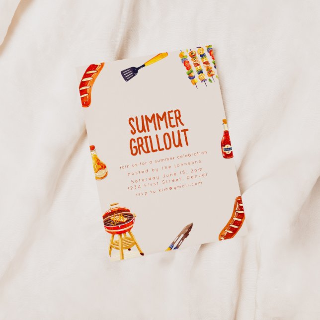 Grillin and Chilling Summer Backyard BBQ Invitation (Creator Uploaded)
