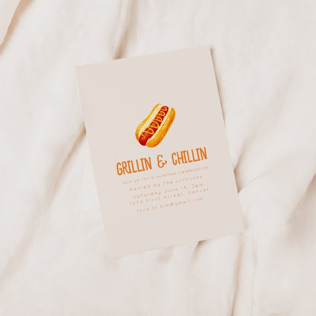 Grillin and Chilling Summer Backyard BBQ Invitation (Creator Uploaded)