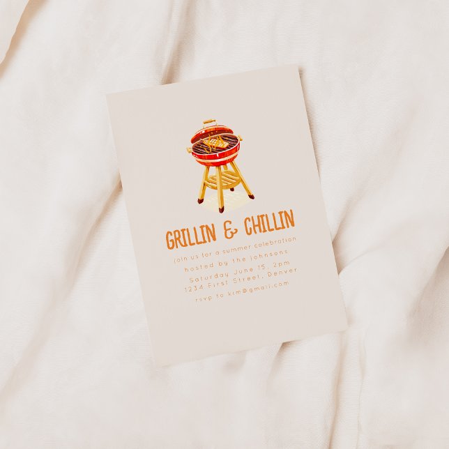 Grillin and Chilling Summer Backyard BBQ Invitation (Creator Uploaded)