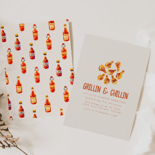 Grillin and Chilling Summer Backyard BBQ Invitation