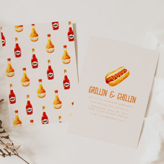 Grillin and Chilling Summer Backyard BBQ Invitation (Creator Uploaded)