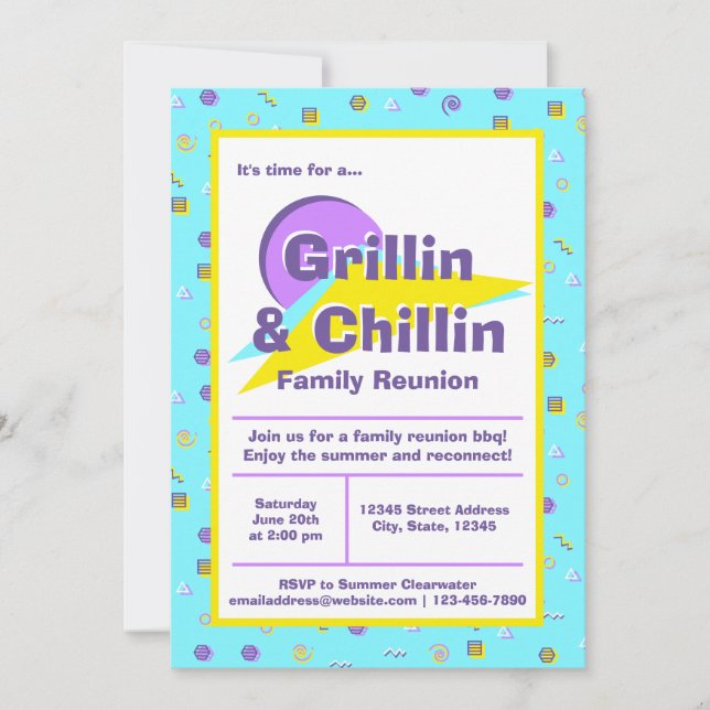 Grillin & Chillin Family Reunion BBQ Cookout Invitation (Front)