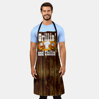 Grillin Chillin Funny Men's BBQ Cooking Chef Apron