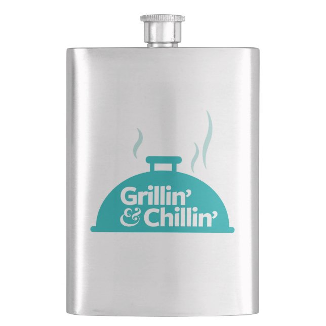 Grillin' & Chillin' Hip Flask (Front)