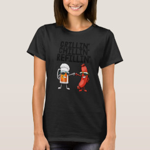 Grillin Chillin Refillin Women Hot Dog & Beer Food T-Shirt