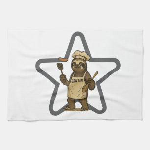 Grillin' Sloth Star  Tea Towel