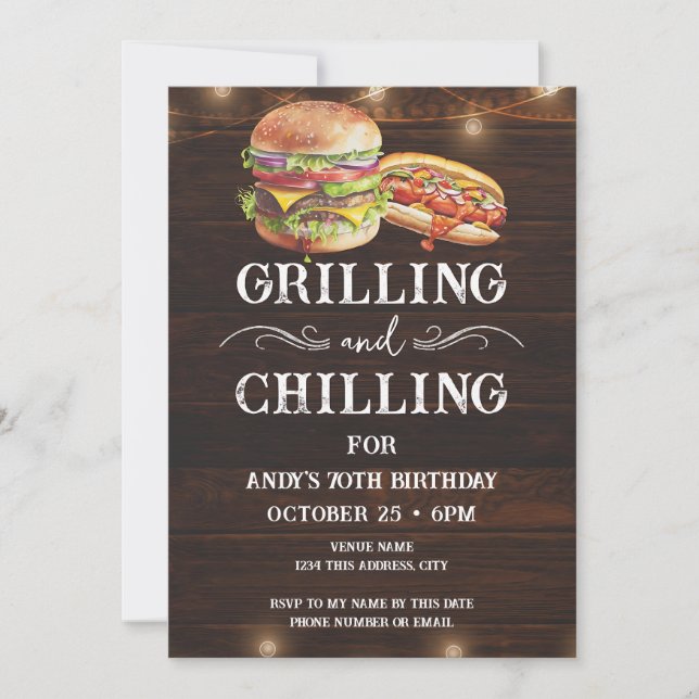 Grilling and Chilling 70th Birthday Invitation (Front)