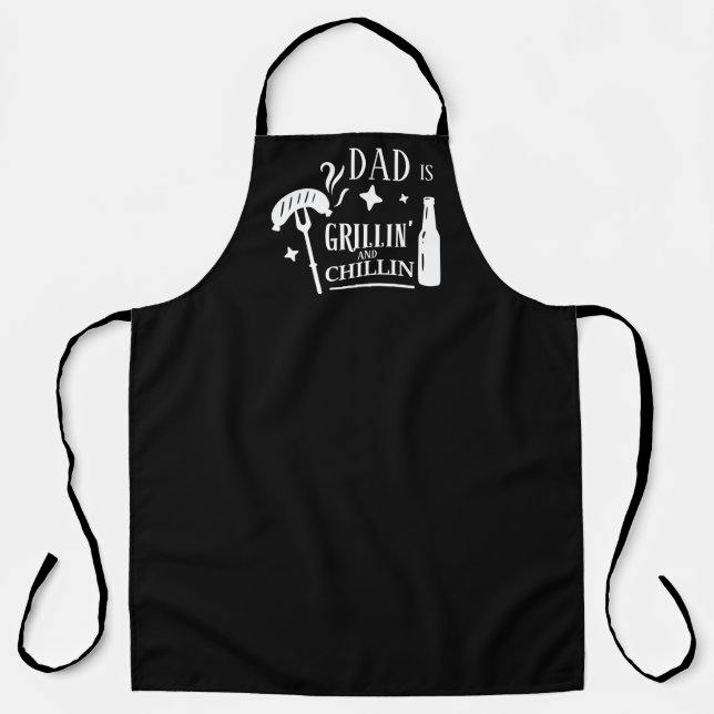 Grilling and Chilling Dad Fun Personalized BBQ Apron (Front)