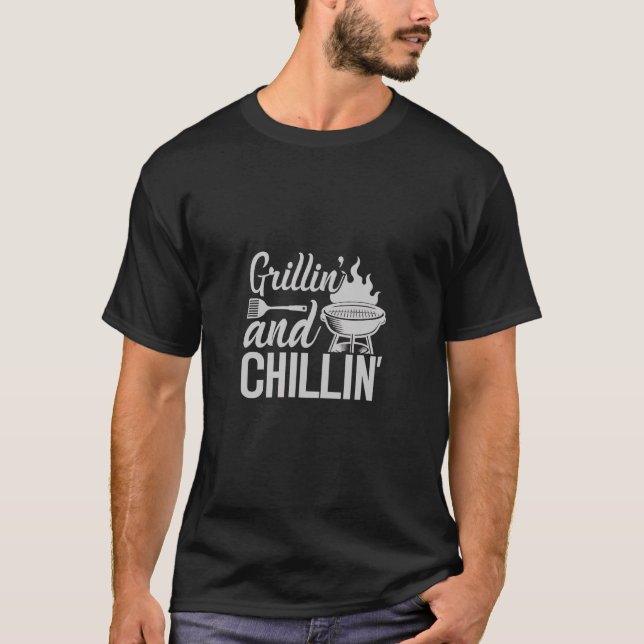 Grilling And Chilling Vintage Barbecue Grilling T-Shirt (Front)