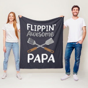 Grilling BBQ Grandpa Flipping Papa Fleece Blanket