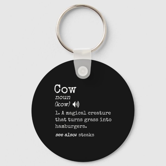 Grilling Beef Steak Lover Funny Cow Hamburger Defi Key Ring (Front)