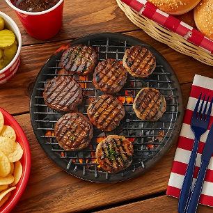 Grilling Burgers Funny Paper Plate
