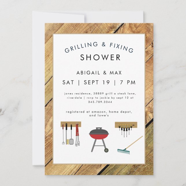 Grilling & Fixin Couples Wedding Shower II Invitation (Front)