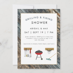 Grilling & Fixin Couples Wedding Shower Invitation