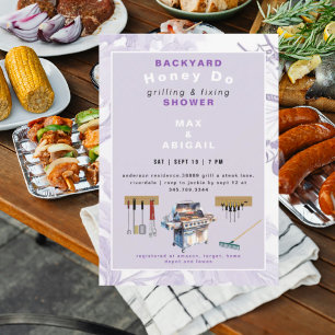 Grilling & Fixing Lavender Couples Shower Invitation