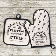 Grilling Flipping Awesome Father Oven Mitt & Pot Holder Set