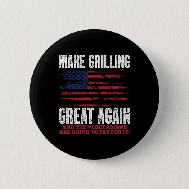 Grilling Great Again Funny Trump Bbq Pit Master  6 Cm Round Badge (Front)