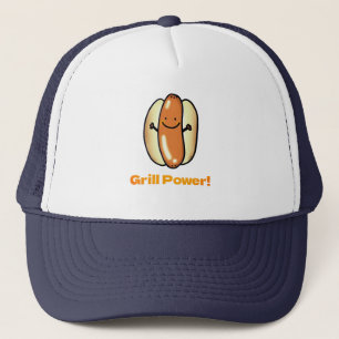 Grilling Hot Dog Cartoon Trucker Hat