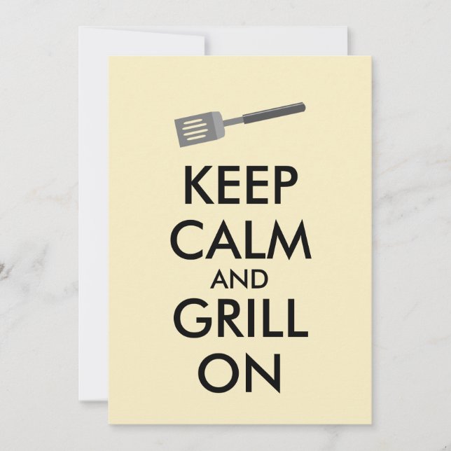 Grilling Keep Calm and Grill On Barbecue Spatula Invitation (Front)